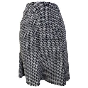 Express Skirt Womens S Black Blue Geometric Zigzag A-Line Midi Professional Work